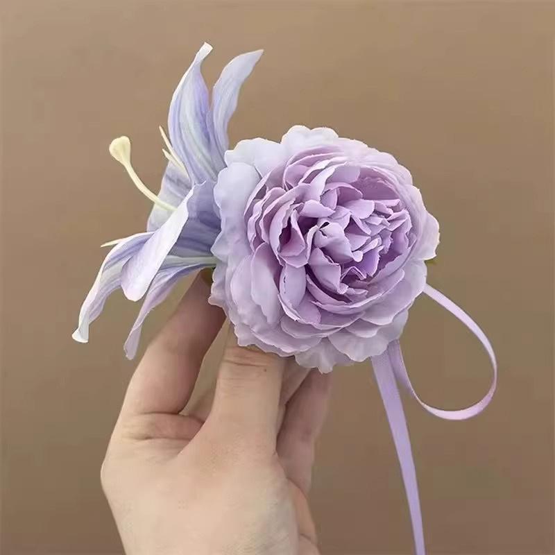 

Purple Peony Tassel Hair Claw Gentle Summer Sweet Elegant Women All Match Atmosphere Hair Ornaments Purple