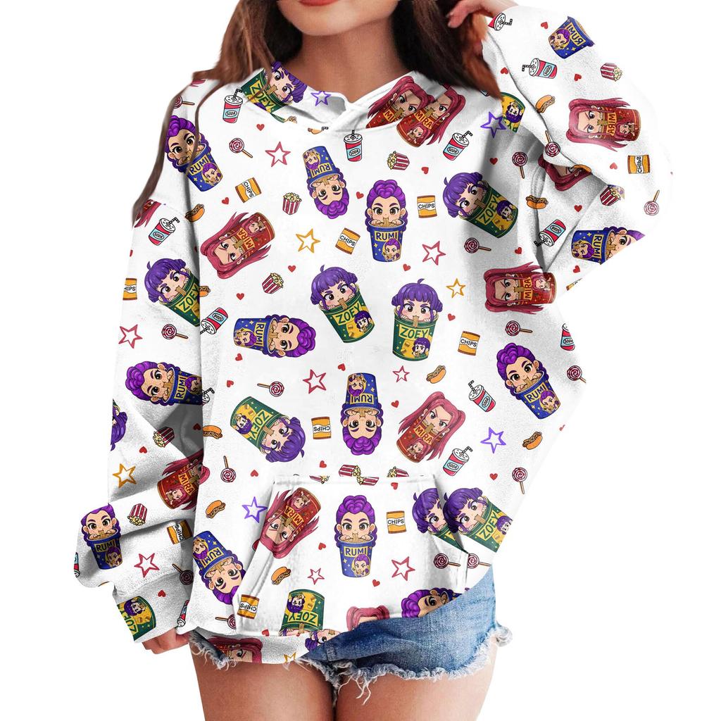Sweatshirts For Teen Girls Hoodies Long Sleeve Drawstring Pullover Cute Printed Hoodie Top