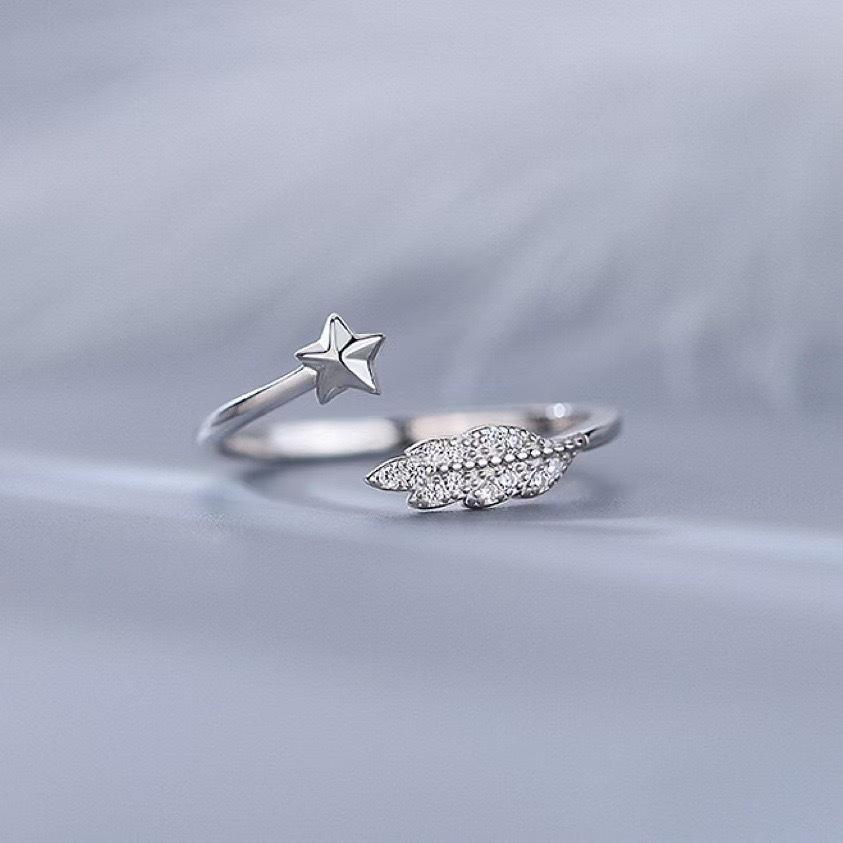 New Feather Star Ring Women's Niche Ring Open Index Finger Plain Ring