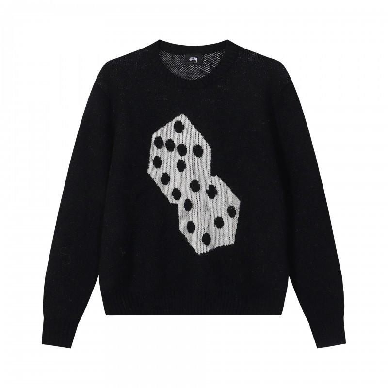 Unisex Baumwollstrickpullover mit geschwungenem Buchstabenaufdruck Lockerer Schnitt Langarm Herren Damen Jugendliche Freizeitkleidung