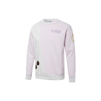 Puma Color Block Logo Crew Neck Sweatshirt Unisex Tops Light-Purple 537008-17