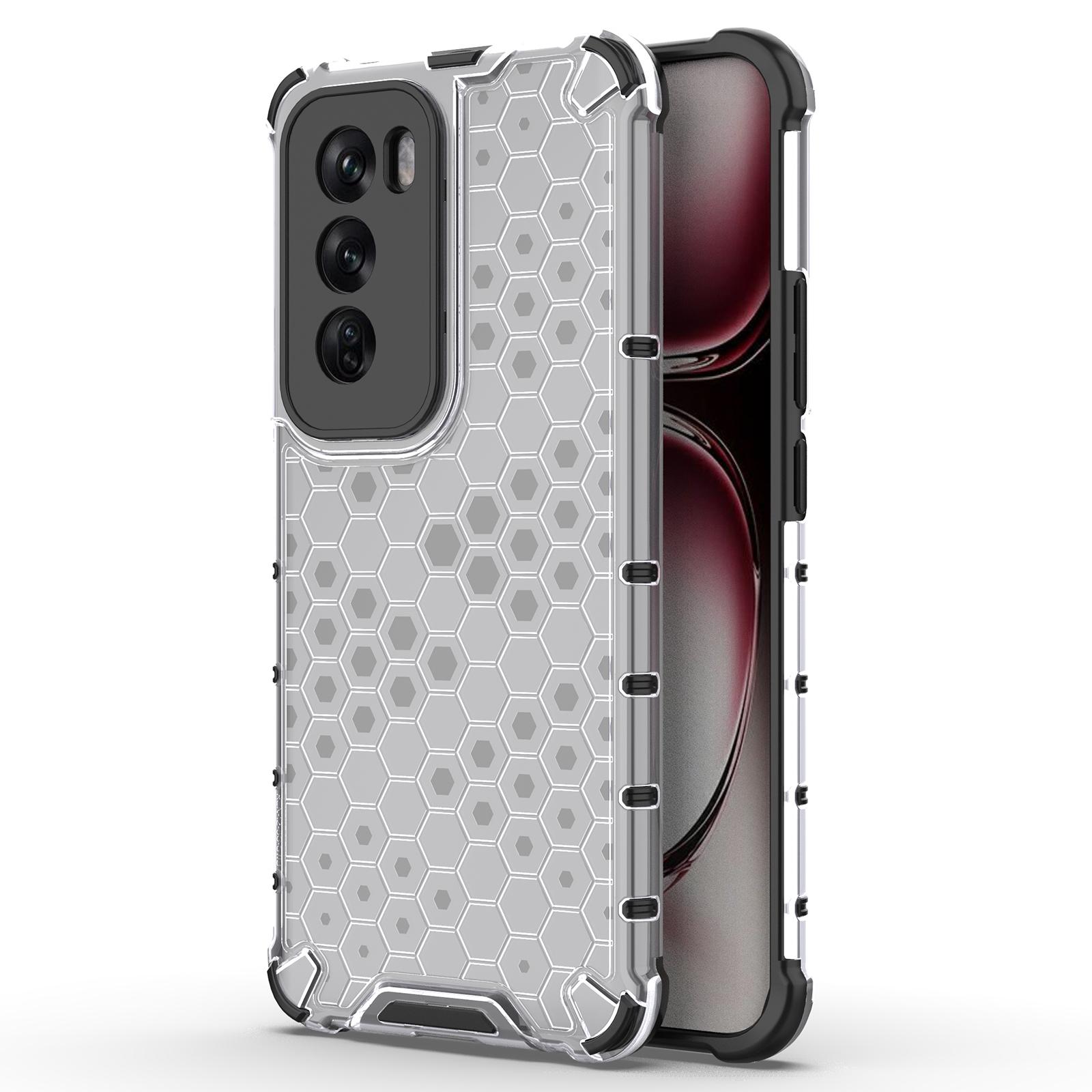 

For Oppo Reno12 5G (Global) Case PC+TPU Phone Cover Honeycomb Shape Cushioning Shockproof Grey