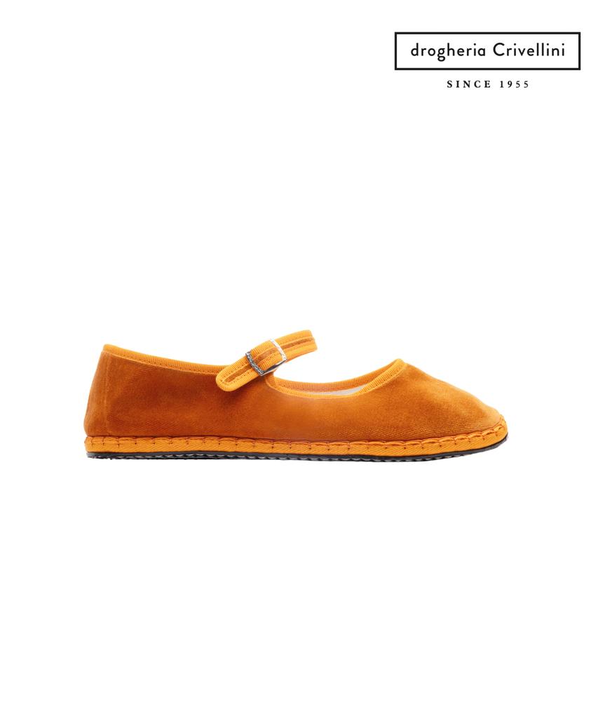 Drogheria Crivellini Cotton Velvet Mary Jane Flats_Orange Collar