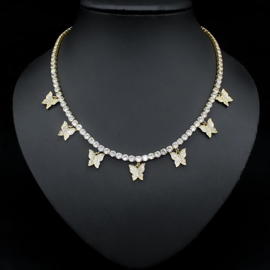 European and American export necklace with geometric butterfly pieces, versatile, fashionable, elegant and simple zircon bridal