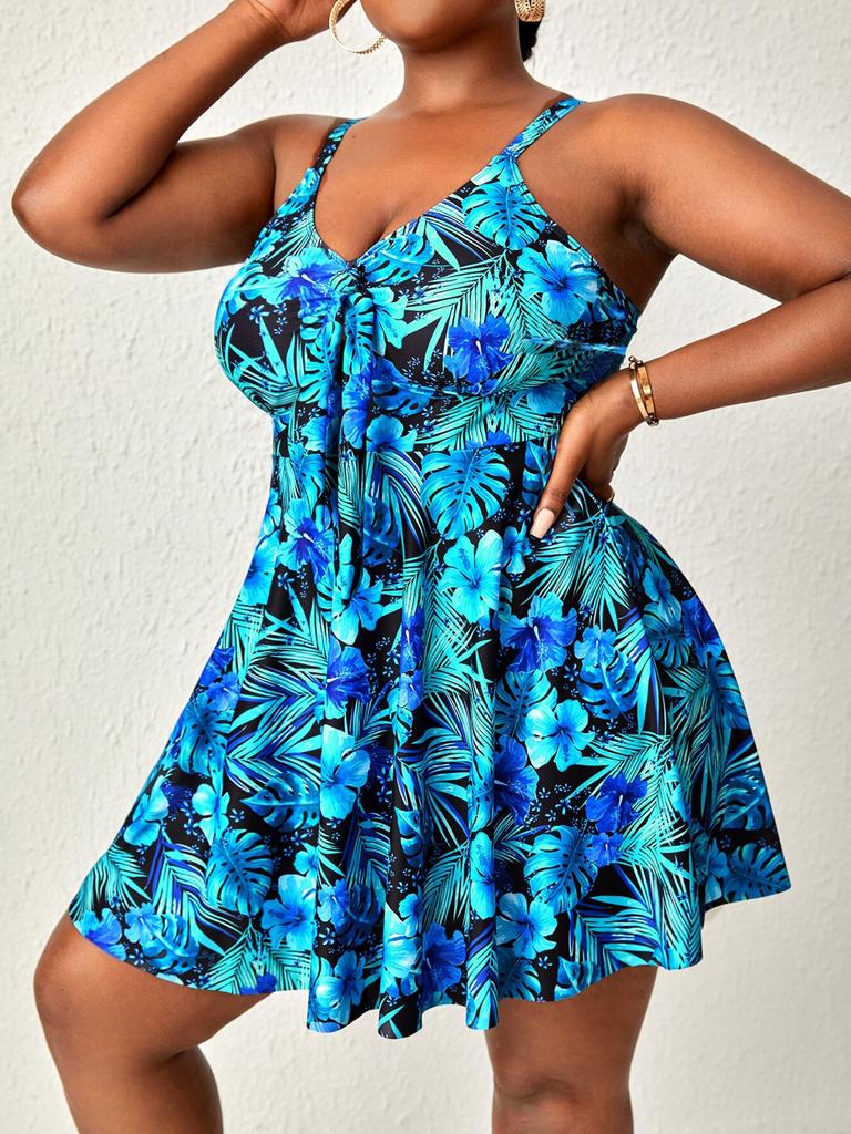 Traje de Baño Sexy para Mujer de Talla Grande con Estampado Floral, Conjunto Tankini de Dos Piezas para Verano, Moda Ropa de Playa, Traje de Baño