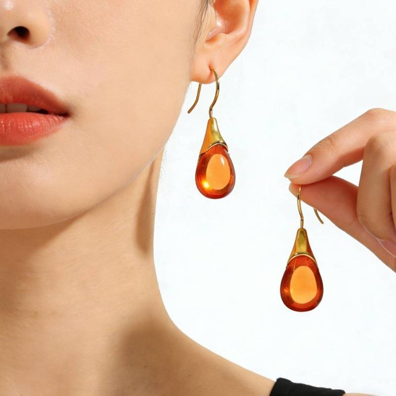 European and American Crystal Jewelry High-end Long Teardrop Earrings Fashionable Light Luxury Colorful Zircon Earrings