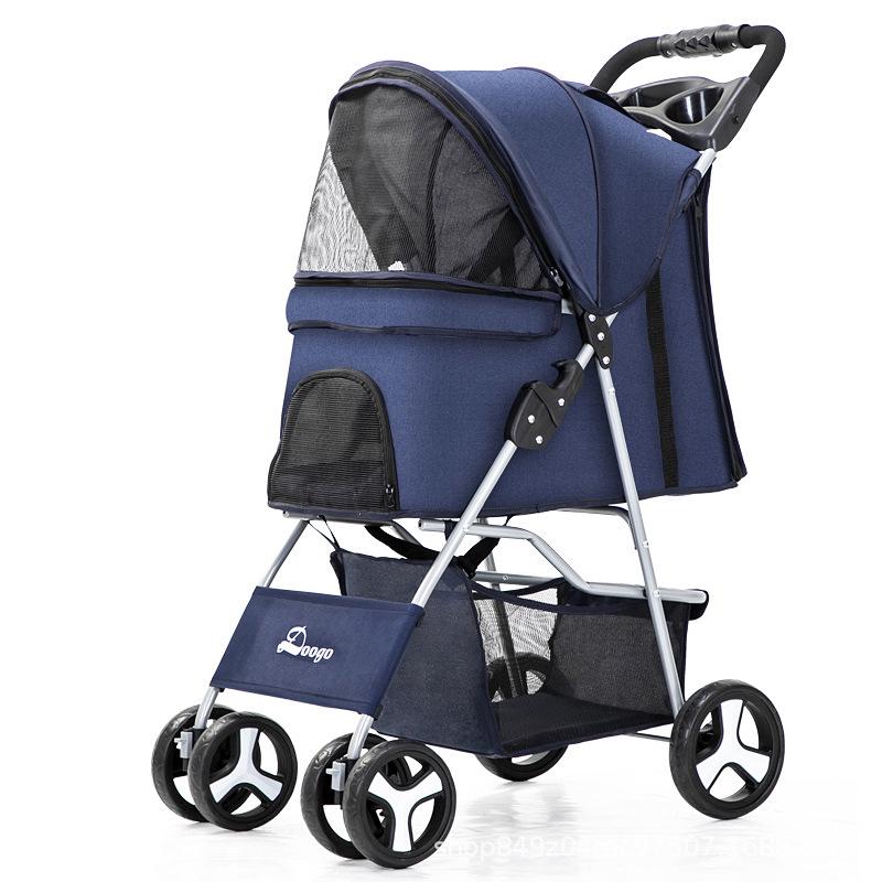 Foldable Lightweight Pet Stroller for Cats and Dogs - Four-Wheeled Design