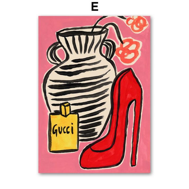 Schwarzes Mädchen Mit Roten Lippen High Heels Blumen Wandkunst Leinwandbild Abstrakte Poster Und Drucke Bilder Für Wohnzimmer Dekor