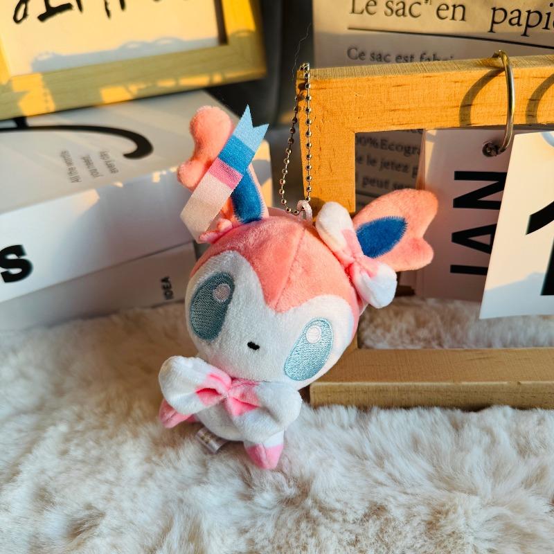 Pokemon Eevee Family Keychains Pendant Plush Toy Glaceon Vaporeo Sylveon Espeon Flareon Cute Anime Stuffed Doll Birthday Gift