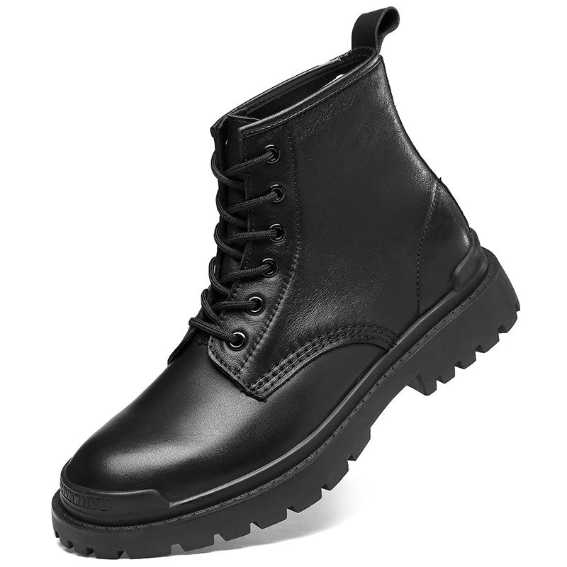 

Male Genuine Leather Ankle Boots New Men Desert Boots 2024 Trend Men s Shoes All-match High Top Mens Outdoor Motorcycle Boots 44 чёрный