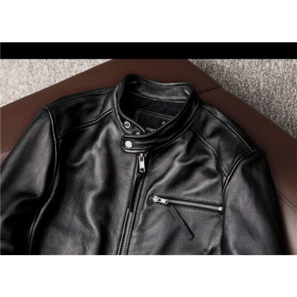 Весенне-осенняя куртка из натуральной мягкой коровьей кожи первого слоя — фото 7