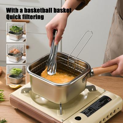 Yousheng Stainless Steel Deep Fryer 5-in-1 Fryer Steamer Baker Strainer Portable Outdoor Cooking Pot with Basket