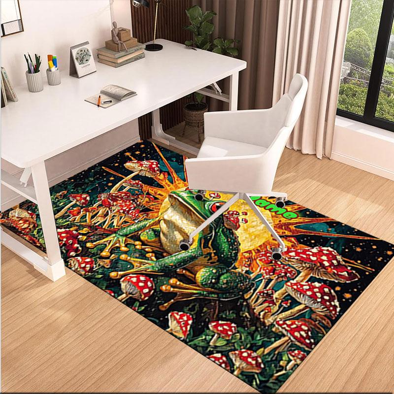 1PC Custom Name Frog Mushroom Land Theme Floor Mat Ideal for Living Room, Game Rooms, Office, Bedroom,Floor Mat Playful Design