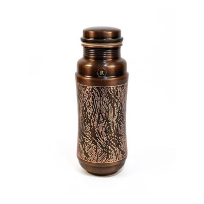 Antique Copper Jumbo Water Bottle - 1300ML | Heavy Copper Metal Made | Antique And Rustic Dark Brown Finish