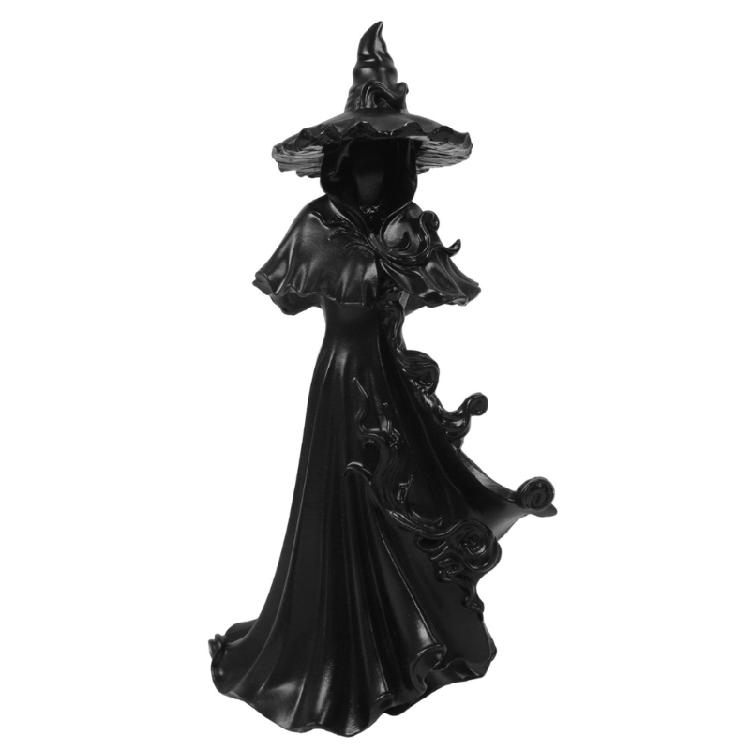 Sculpting Witch Party Decoration, Synthetic Resin Halloween Figurine with Widened Base for Tables, Shelves, and Photo Scene, Collectible Sculpture
