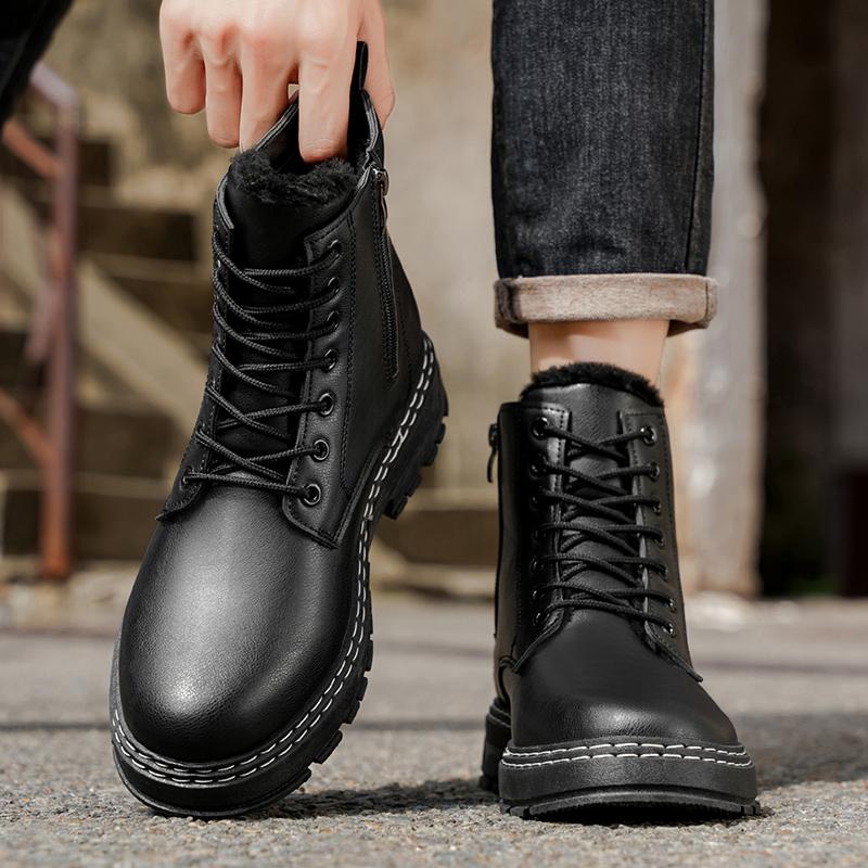 Men's casual plus size high top winter shoes fashion comfort shoes outdoor slip-resistant wear-resistant thicken leather boots