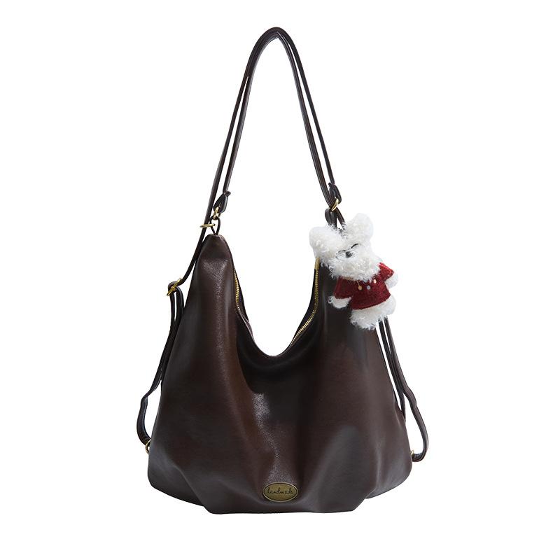 Retro Tote Bag Women's Large Capacity 2025 New Autumn and Winter Leisure Shoulder Commuter Bag Multi-functional Backpack Backpack