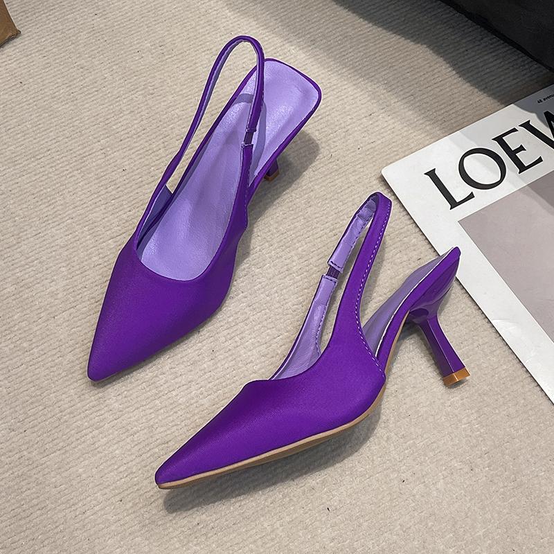 New Summer High Heel Women Sandals Fashion Cover Toe Singbacks Mules Shoes Ladies Elegant Dress Slip On Pumps