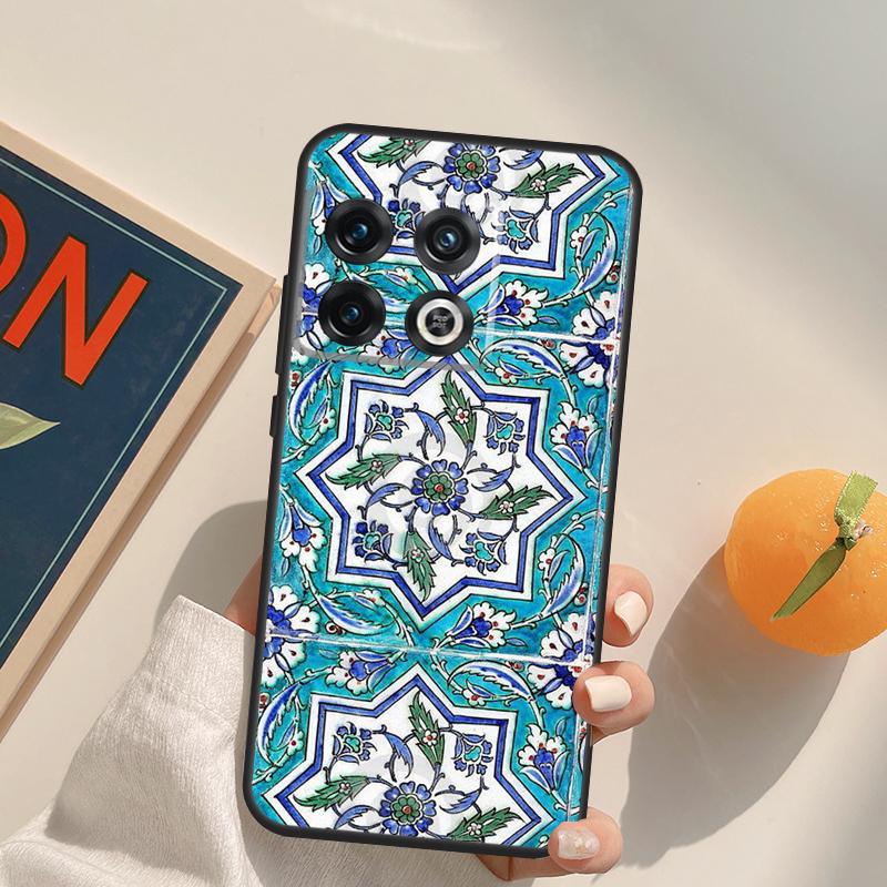 Square Turkish Flower Tiles Case For OnePlus 13T 10T 10R 12R 13R 15 13 12 11 10 9 Pro Nord CE 5 2 3 4 Lite N20 N30 Cover