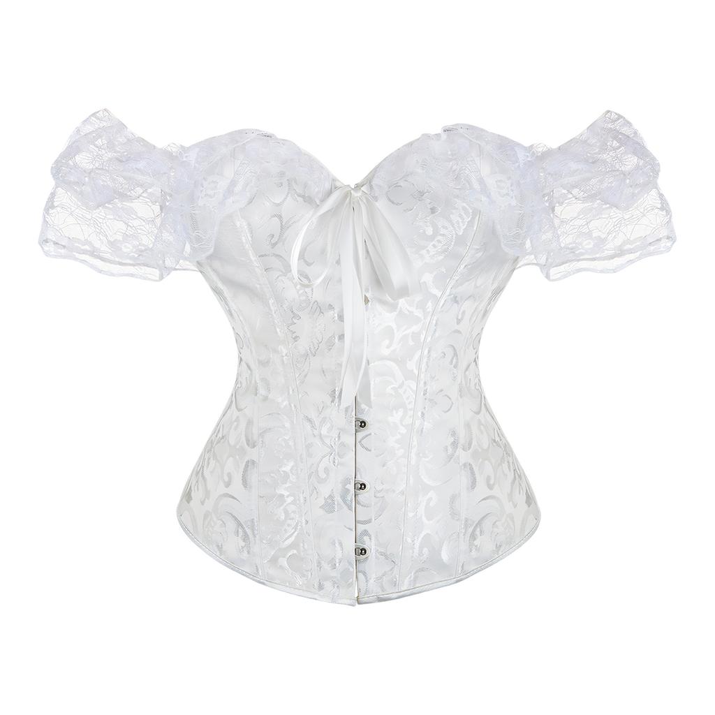 Breathable Polyester Lace Corset Top Adjustable Ties And Elegant Off Shoulder Design Traditional Blossomy Bustier Top