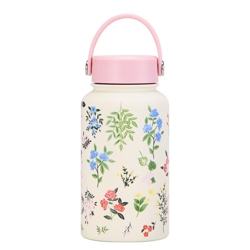 650Ml Thermos Cup Wide Mouth Portable Vacuum Children'S Student Sports Kettle Outdoor Printing Water Cup