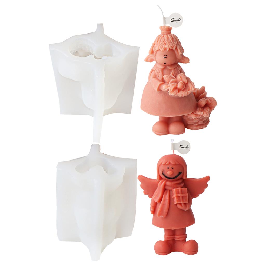 3D Forma svíčky ve tvaru dívky Forma na aromaterapeutické mýdlo Pryskyřičná epoxidová forma Sádrová ozdoba k narozeninám a na svátky