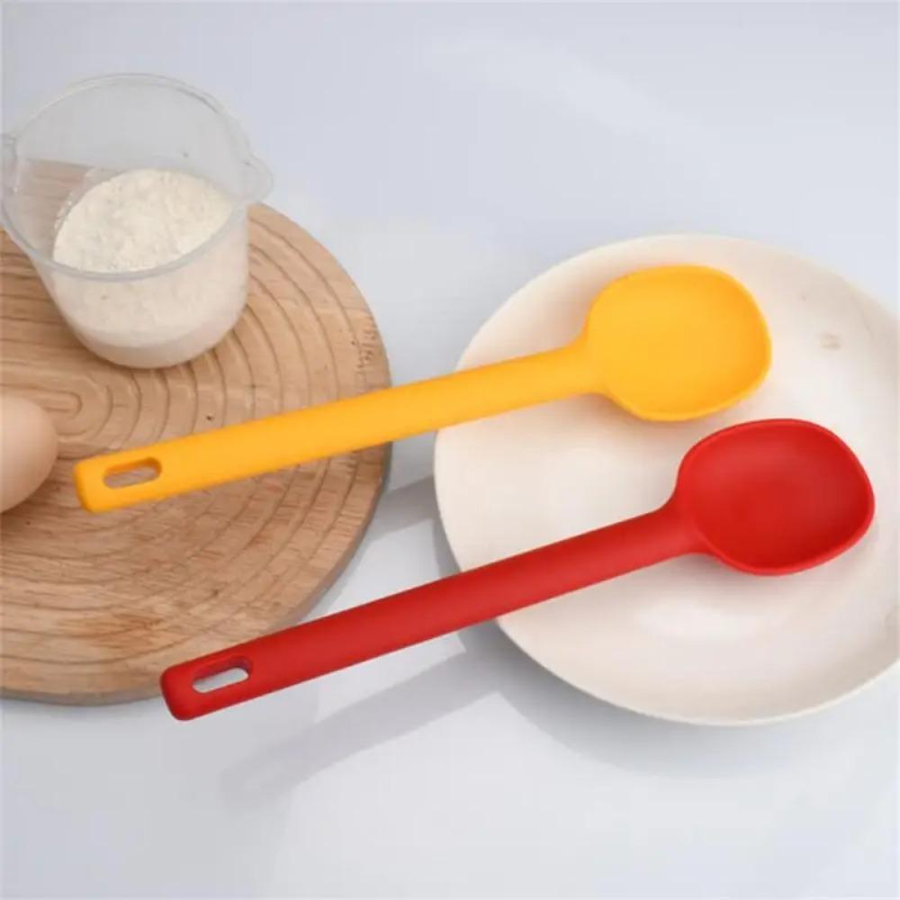 Large Size Soup Spoon Long Handle Seasoning Spoon Kitchenware Silicone Stirring Spoon  Cereal