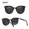 KDEAM Soft TR90 Material Women Sunglasses Cat Eye Polarized UV400 Mirror Sun Glasses Round Black Shades With Leather Case