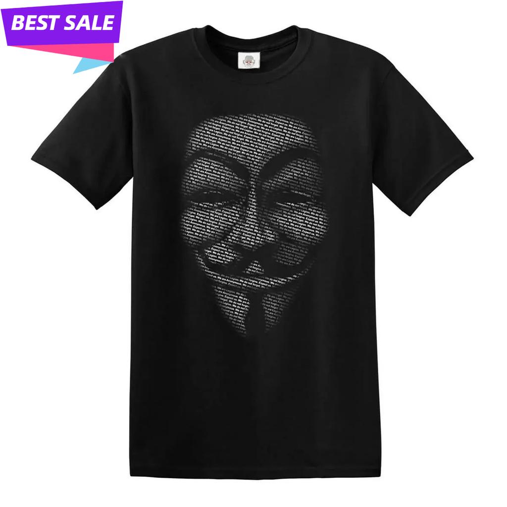 V for Vendetta Cool Design Anonymous Mask TShirt 100 Cotton ONeck Short Sleeve Summer Casual Unisexs Tshirt Streetwear