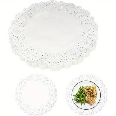 1 Satz/ 140 Stück weiße Spitzpapier-Jalousien, Einweg-Spitzpapier-Jalousien für Tisch, runde Papier-Jalousien für Kuchenbasteln, Party, Hochzeit, Tischdekoration