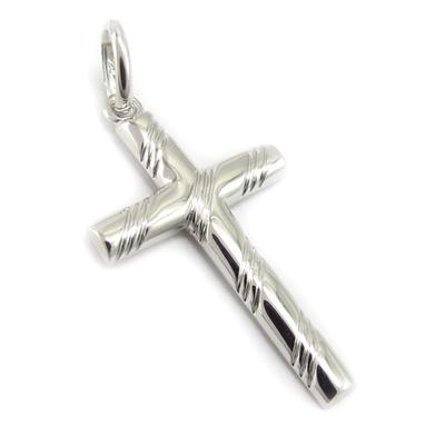 [K6398] – Silberner „Kreuz“-Anhänger (rhodiniert) – 34 x 27 mm