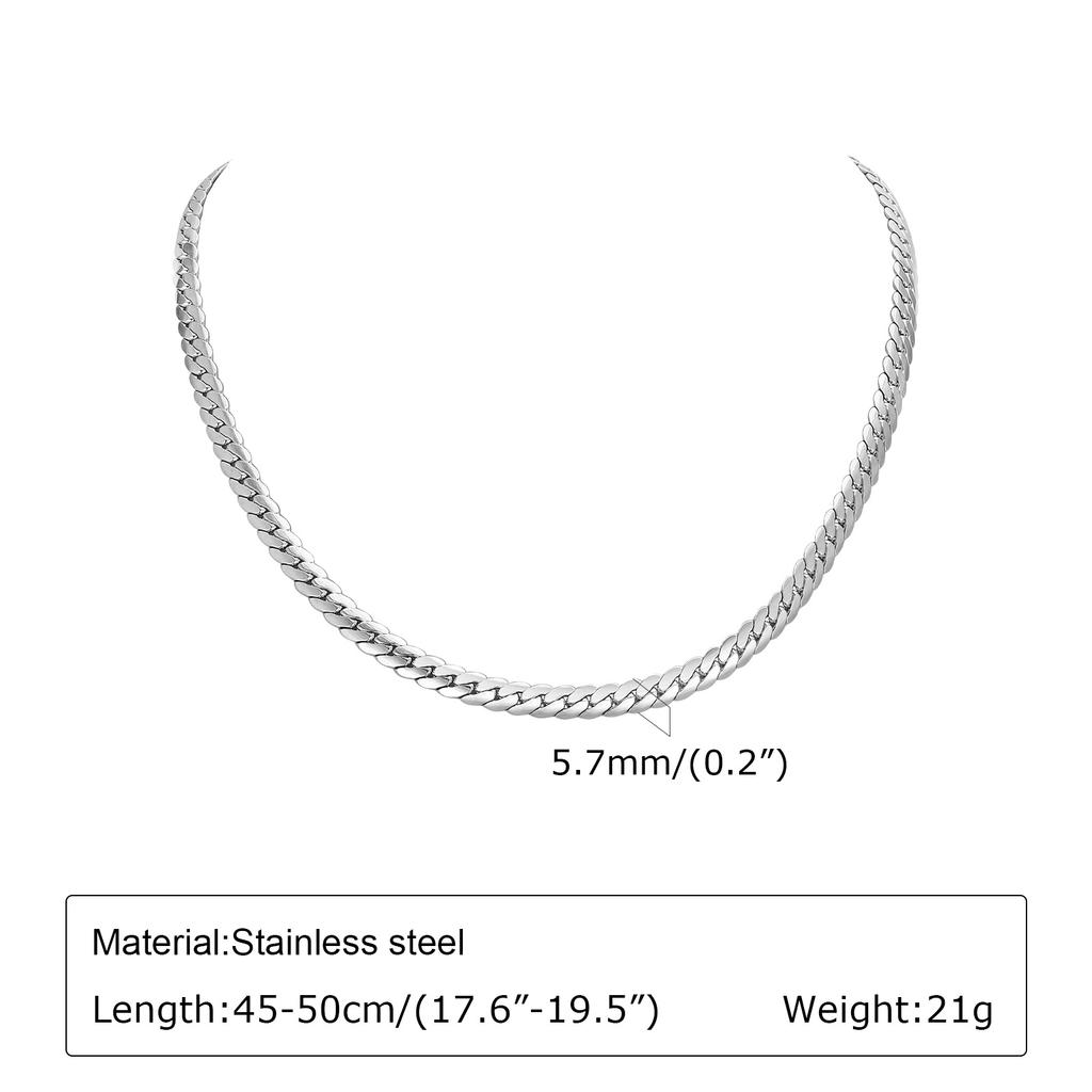 Flat Cuban Chain Necklaces for Men Boys,45-50CM Stainless Steel Chain Link Choker,Stylish Men Accessories Jewelry Gifts