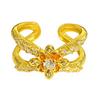 Medieval Vintage Zircon Lace Leaf Opening Ring Retro Femininity Niche Colored Treasure High Sense Ring