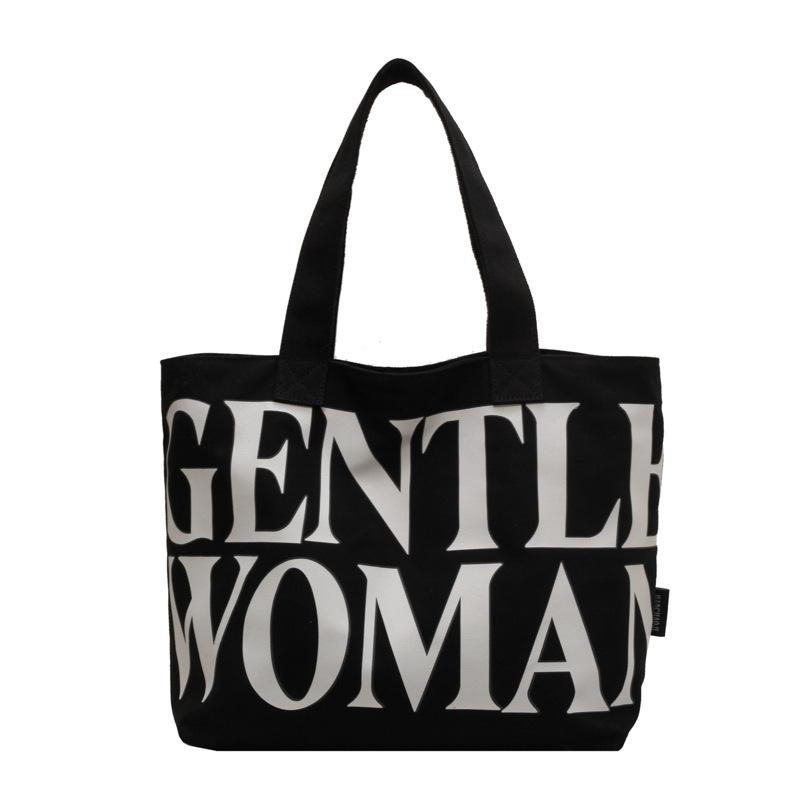 Toth Mommy Canvas Bag 2025 New Letter Printing Simple Shoulder Bag Trend