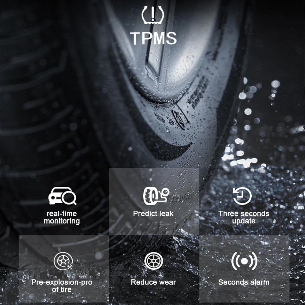 4 Externe Sensoren Auto Solarenergie TPMS Reifendruckalarm Digitalanzeige Auto Tester Warnung Drucküberwachungssystem