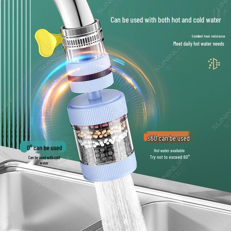 Universal Splash-Proof Rotating Faucet Filter: Six-Layer, Washable Tap Extension for Home Kitchen
