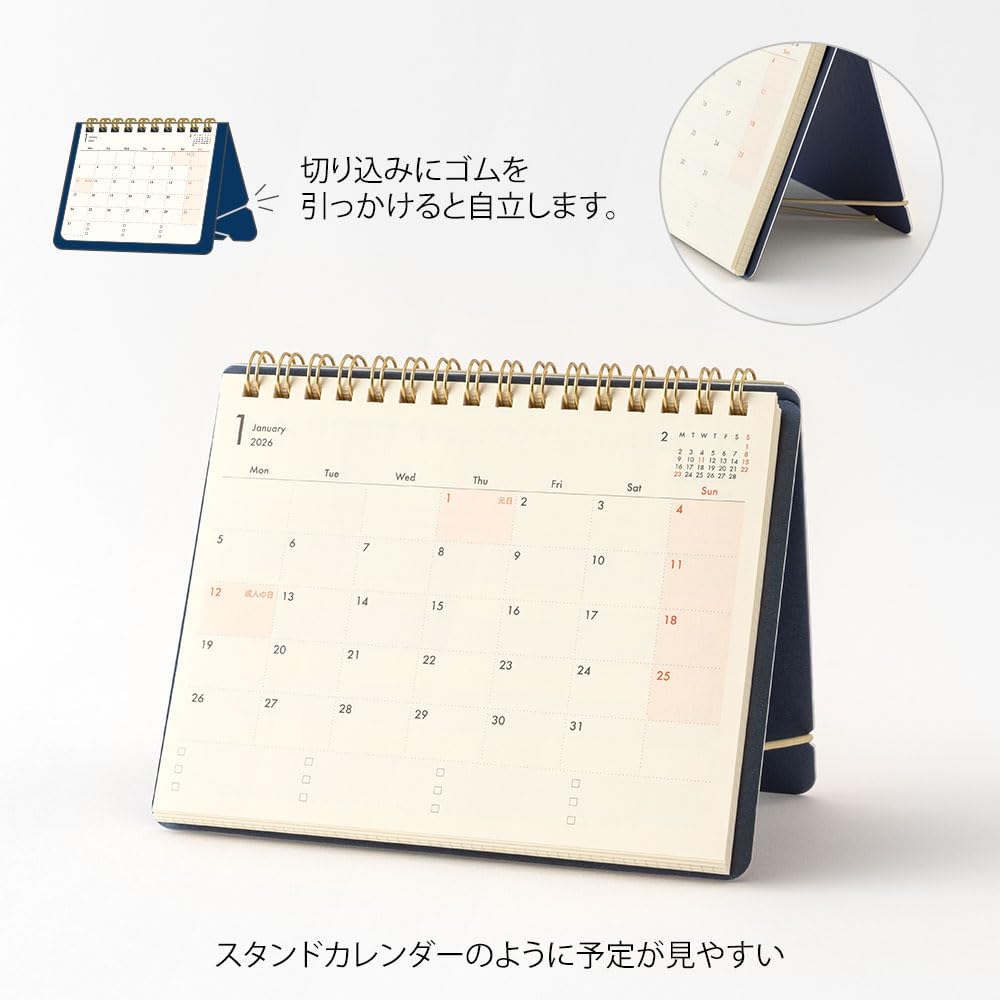 Midori Plus Stand Diary, 2026, B6, Monthly, Navy Blue, 22395006 (Starts January 2025)