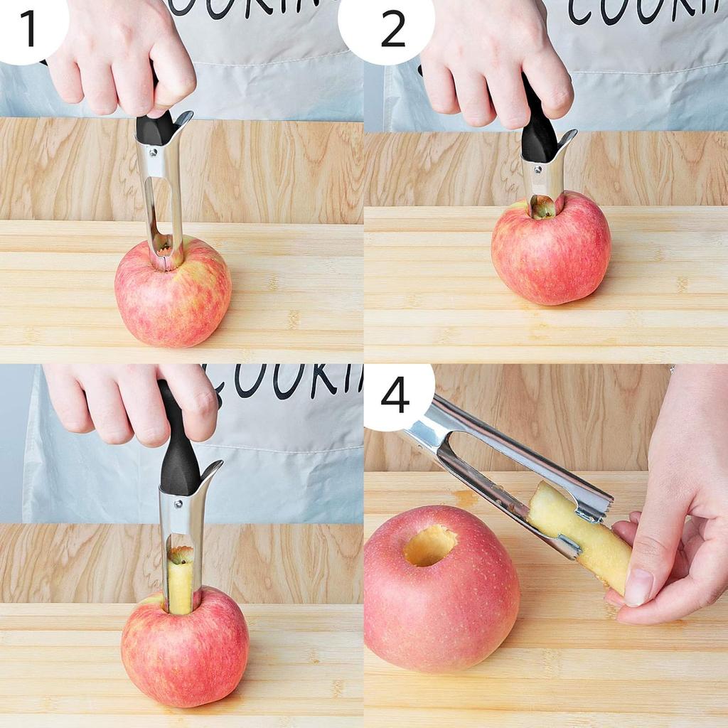Stainless Steel Apple Corer Black 17.8x9cm Kitchen Fruit Core Remover Efficient Peeler