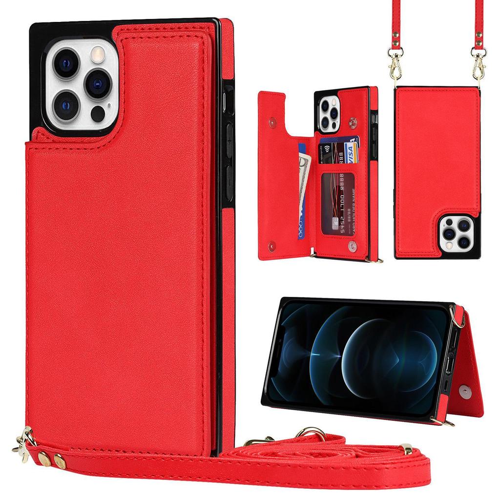 iPhone 14 Crossbody Phone Case with Card Slot for Apple 11/12/13/14 PRO - Women's Leather Protective Cover