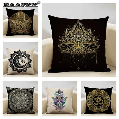 Mandala Sofa Decorative Throw Pillow Case, Hamsa Cushion Cover, Home Living Room Pillow Cover, 45x45cm