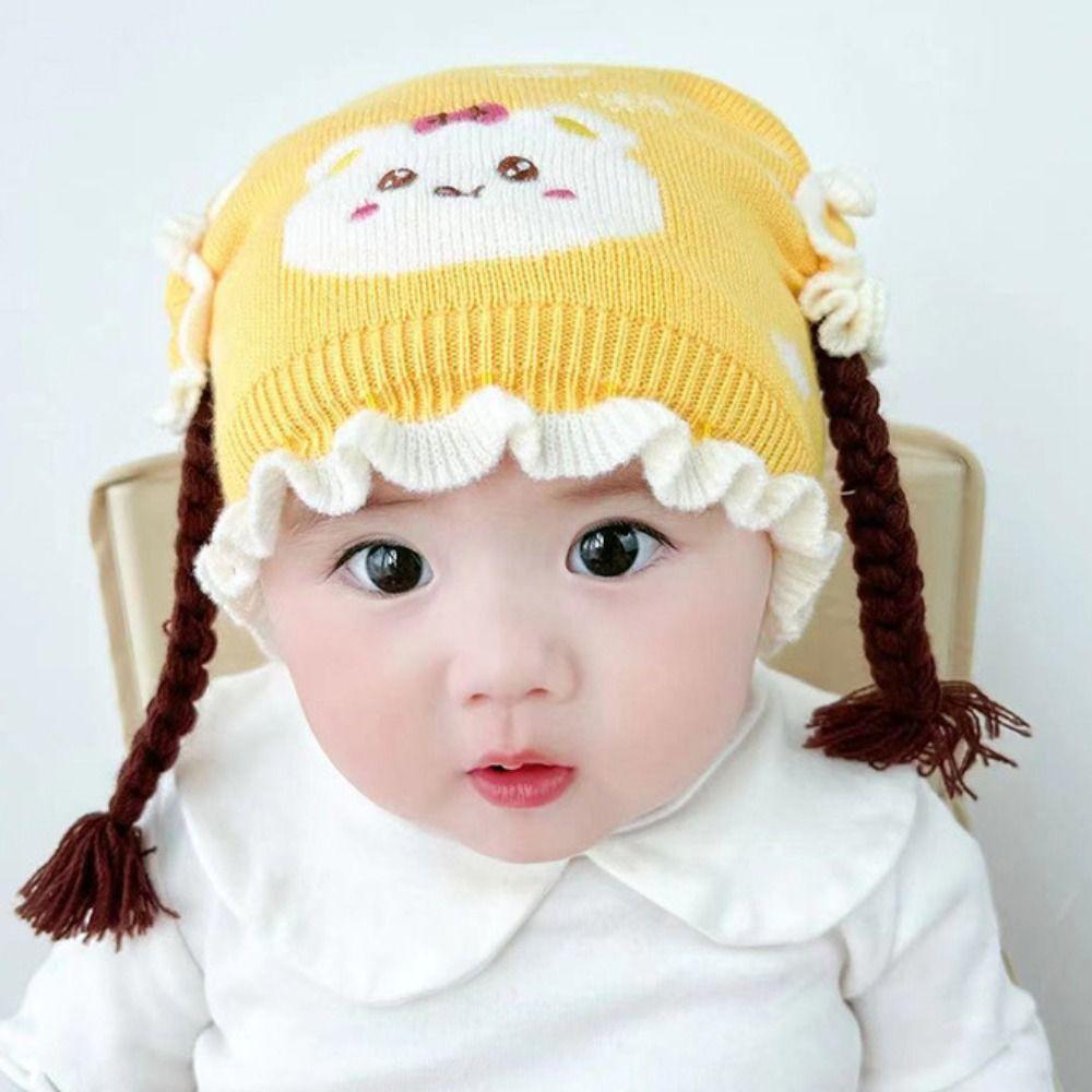 Thickened Knitted Hat Cute Cartoon Pullover Hat Fashion Ear Protection Cap  Newborn