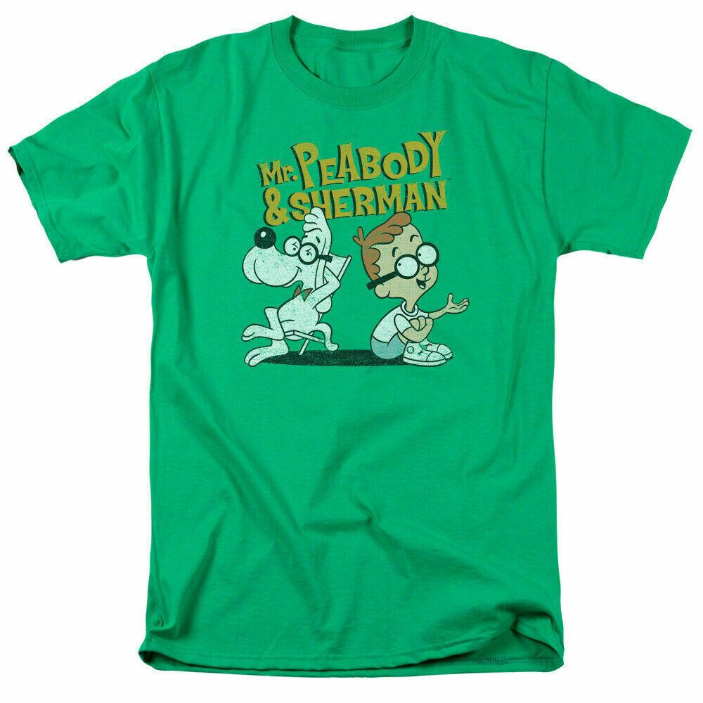 Mr. Peabody  Sherman Deep Conversation T Shirt Mens Licensed Cartoon Green Unisex T-Shirt XXL