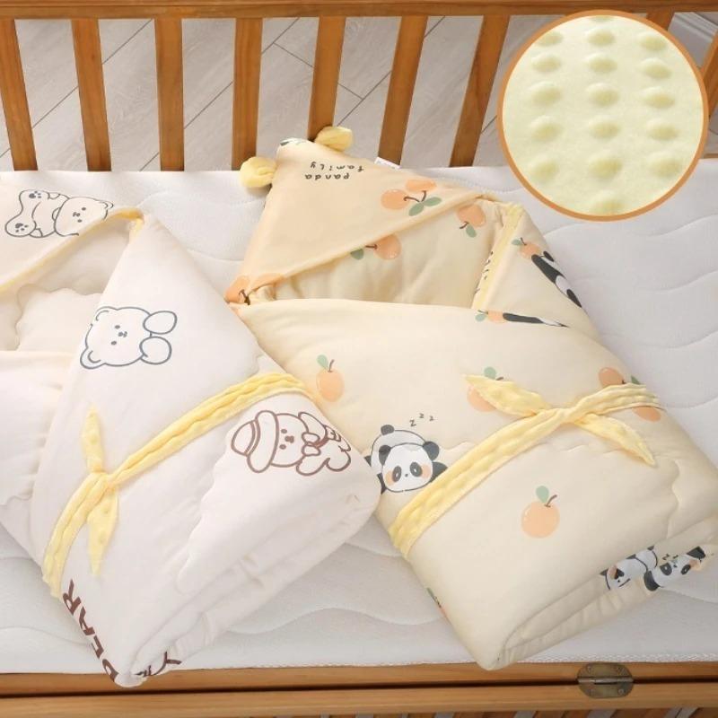 Autumn and Winter Thicken Warm Baby Swaddle Blanket Wrap Soft Cotton Quilt Newborn Bedding Cute Cartoon Newborn Accessories New