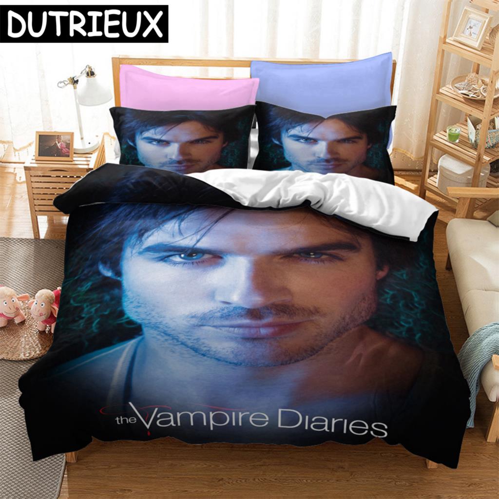 The Vampire Diaries Print Bettwäsche-Set 3D Charakter Bettbezug-Set Mit Kissenbezug Einzelbett Doppelbett Queen King Bettwäsche 02