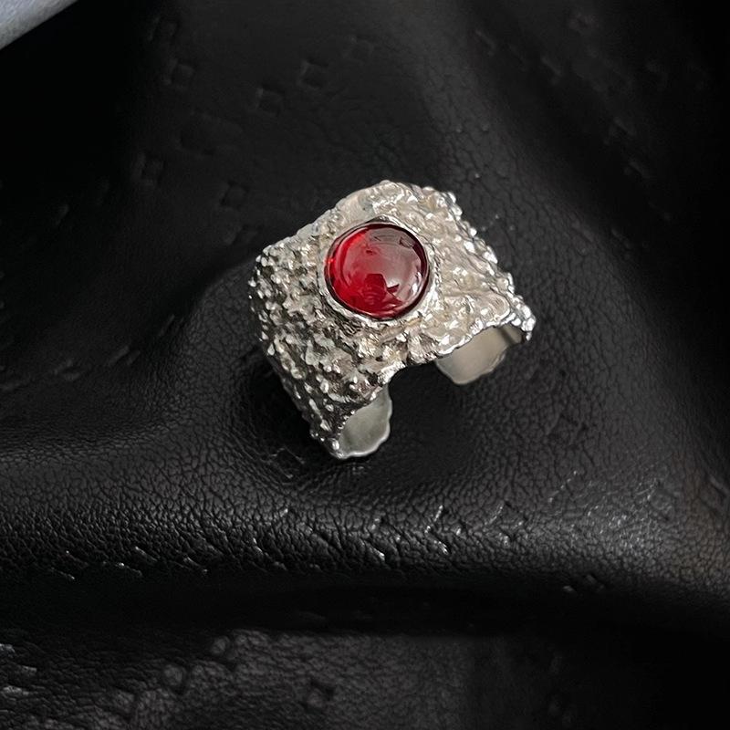 Fashionable Geometric Ruby Lava Open Ring For Women Perfect For Casual Chic Looks