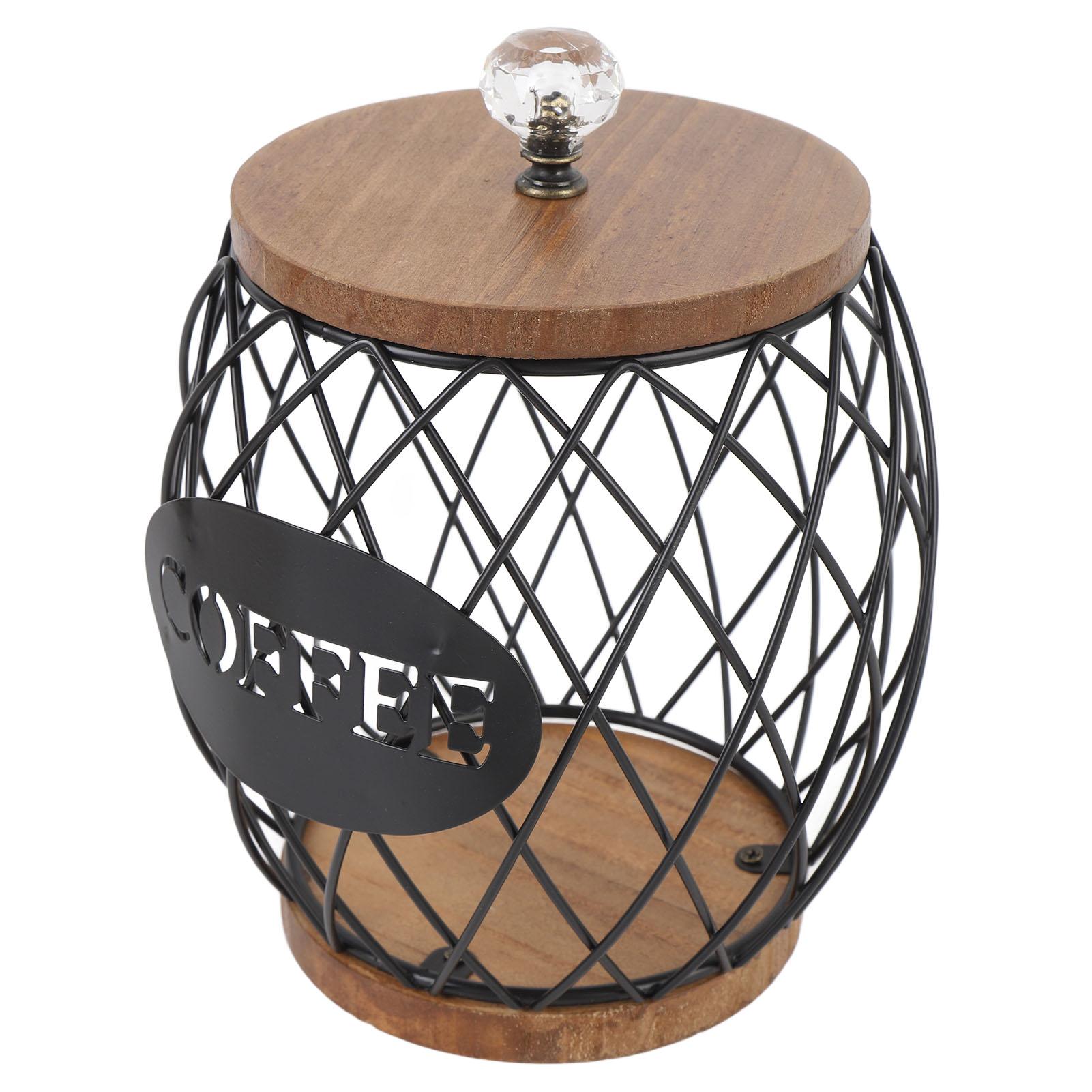 

Coffee Capsule Holder Fruit Shaped Stylish Coffee Pod Storage with Wooden Base Lid Home Decor Black чёрный