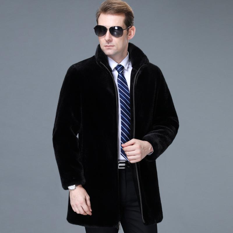 

Мужская зимняя норковая шуба из норки, мужская повседневная длинная шуба из меха водной норки, новая мужская шуба из норки 195