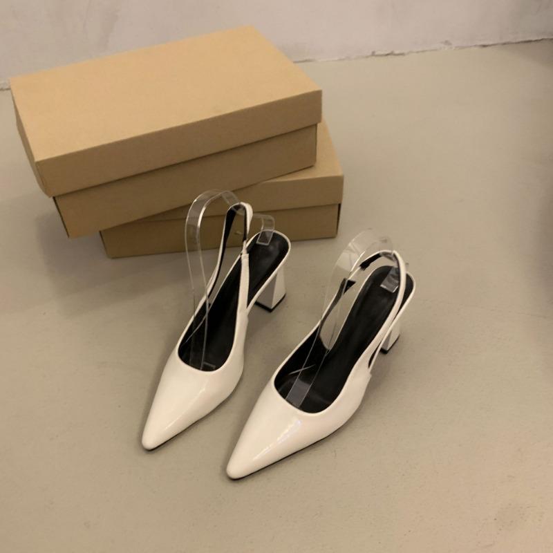 Long Leg Muse~ Temperament Bag Head Empty Sandals Women's Summer New Pointed Fashion Thick High Heels Single Shoes