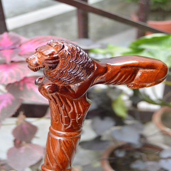 Lion Wooden Carved Walking Stick Cane Elegant Hand Carved Wooden Cane with Intricate Design