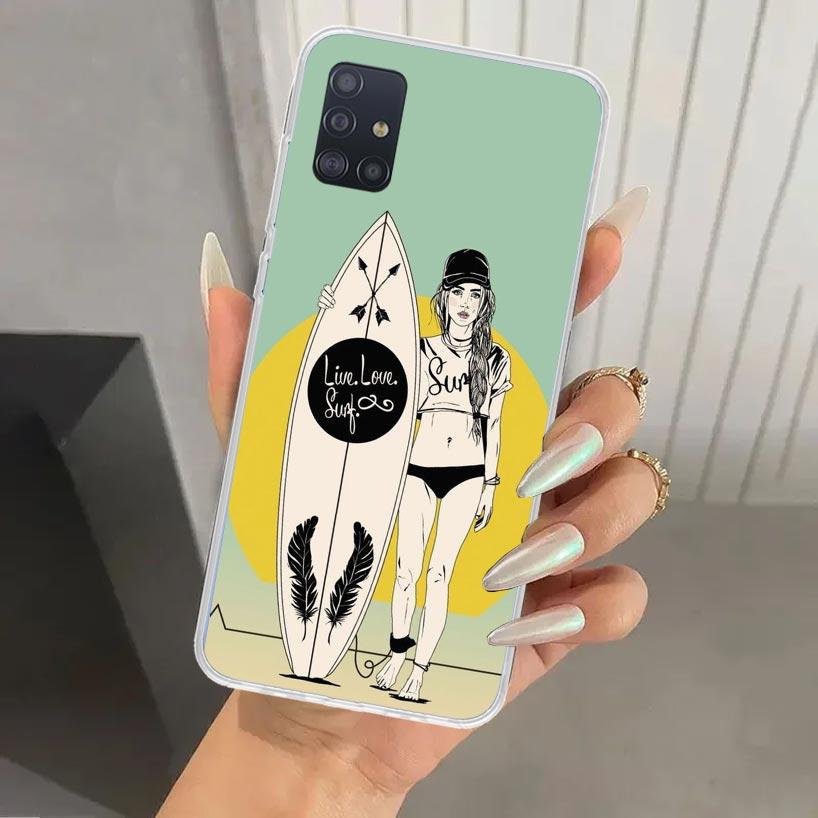 Surf Board Aesthetic Phone Case for Samsung Galaxy A52 A32 A22 A12 A02S A50S A30S A10S Note 20 Ultra 10 Plus S10 A31 A20 A71 A72